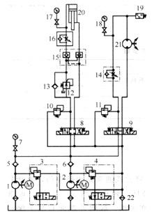 大蘭液壓炮彈底螺拆卸機液壓原理圖